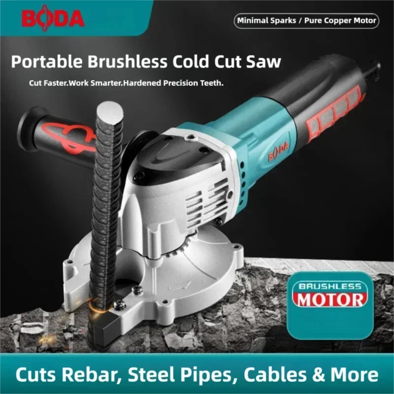 Brushless Cold Cut Saw BODA MG1-32 2200W Pure Copper Motor Cuts 32mm Rebar Steel Pipe No Water Cooling 72H Continuous Runtime