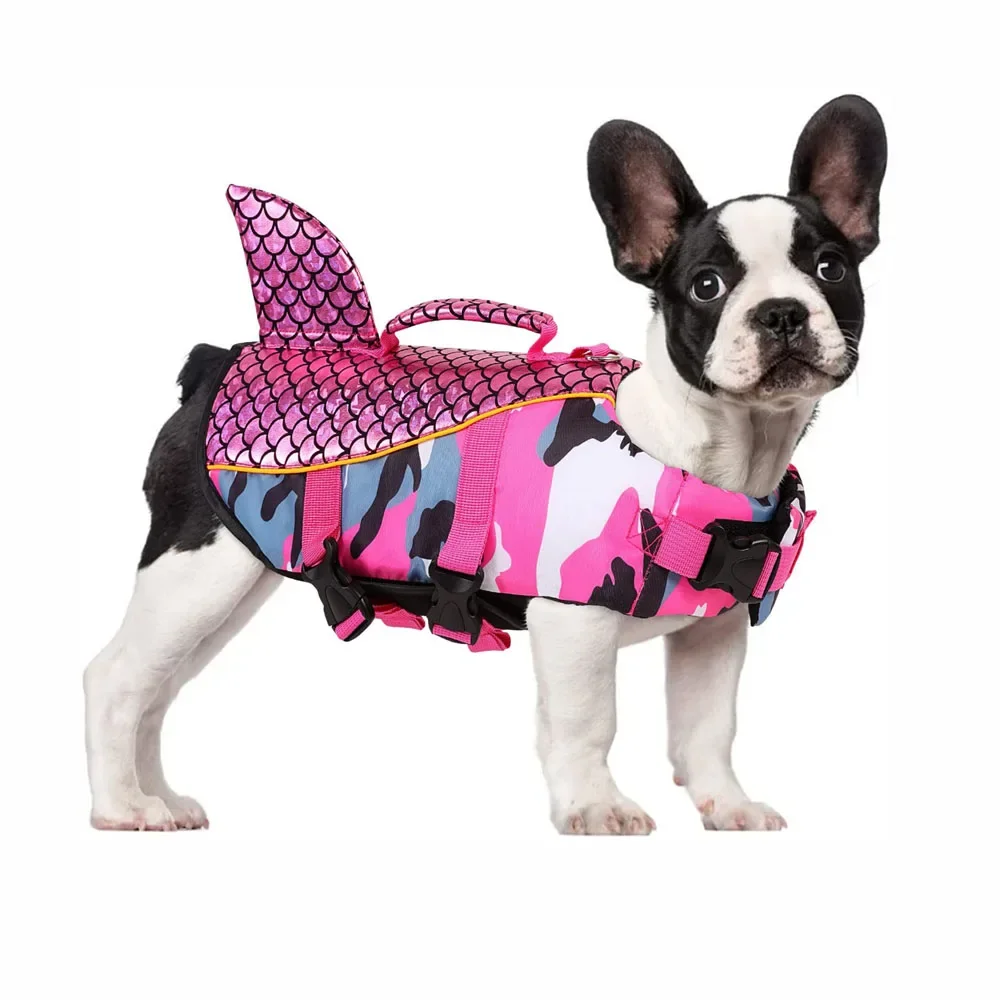 Dog Life Jacket Shark Pets Life Vest Adjustable Ripstop Dogs Swimming Safety Vest With Superior Buoyancy Rescue Handle For Dogs