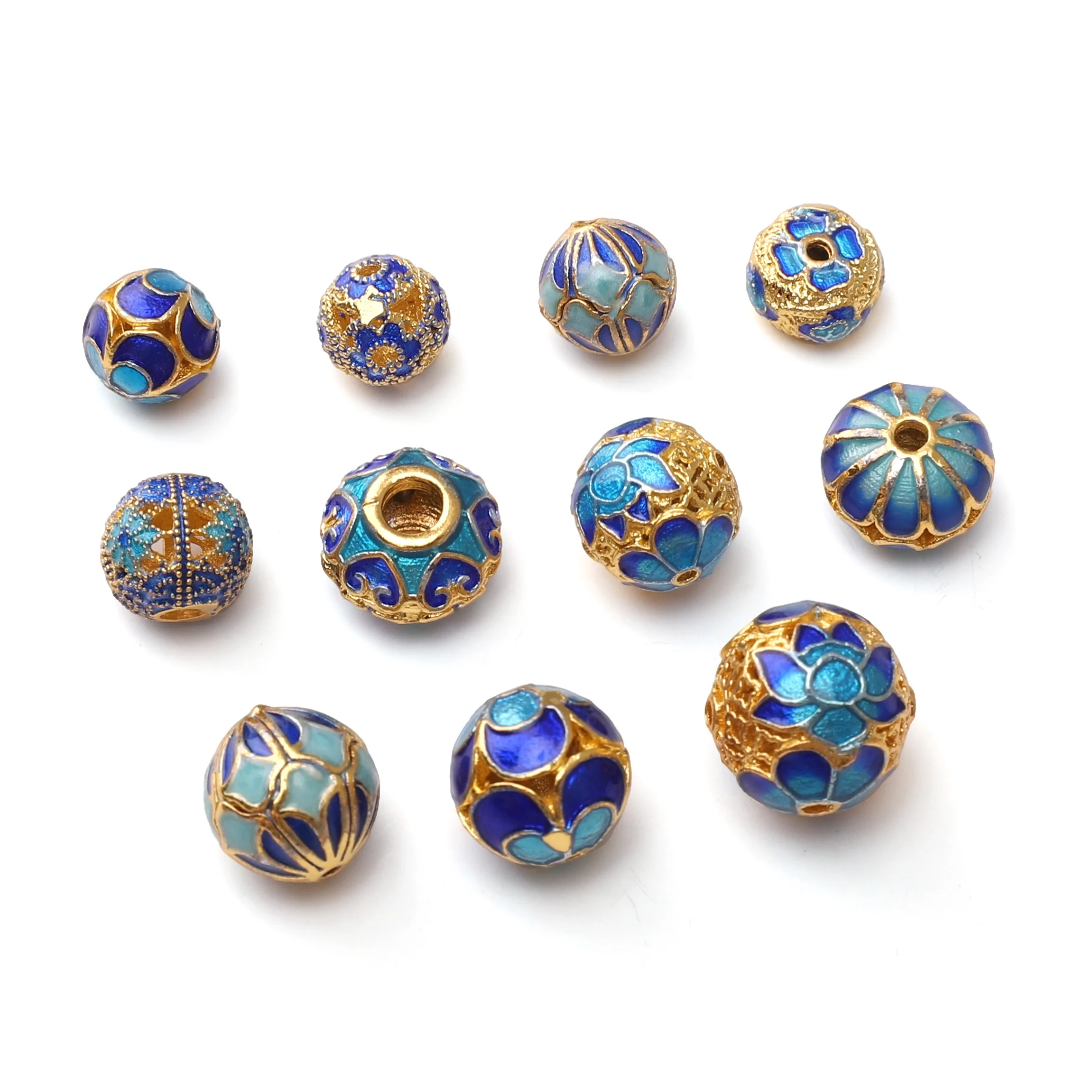 1 peça cloisonne embalado cor esmalte cor azul lótus oco partição de contas extravagantes faça você mesmo acessórios de contas artesanais