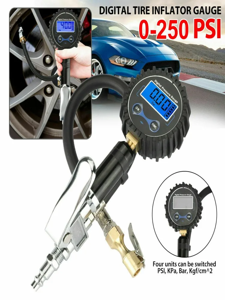 

Tire Pressure Gauge Automatic Off Easy Read Universal 4 Pressure Units Digital Tire Inflator for Motorcycle Car Van Truck Bus