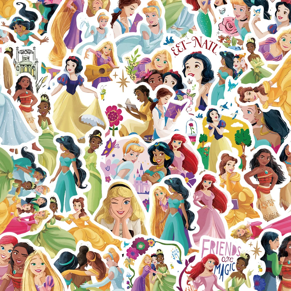 10/30/50pcs Disney Anime Principessa Belle Rapunzel Adesivi Cute Cartoon Adesivo FAI DA TE Bagagli Telefono Chitarra Classico Giocattolo Per Bambini Decalcomanie