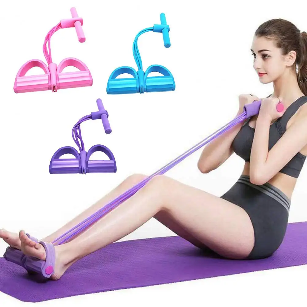 Yoga Pedal Puller 4-Tube Resistance Bands Yoga Pedal Puller Abdomen Waist Arm Training Elastic Pull Rope Fitness Tension Rope