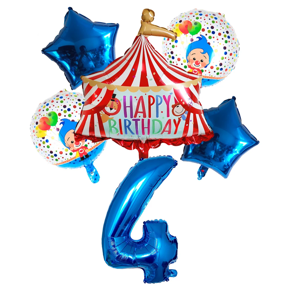 Red Circus Birthday Tent Balloons Set 30inch Foil Number Air Globos Animal Theme Party Children\'s Birthday Decorations Kids Toys