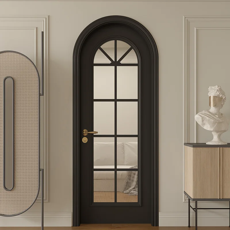 Custom Arched Retro Wooden Villa Shop Living Room Bathroom Kitchen Glass Door