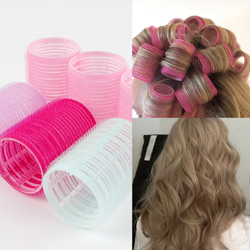 Multi Size Self-adhesive Curling Tube Lazy Air Bangs Roll Hair Curler DIY Hairdressing Styling Tool for Women Purple Pink Roller