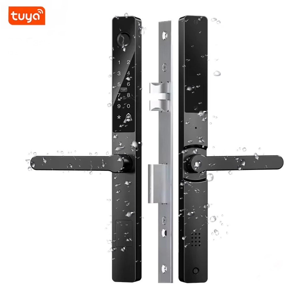 

Waterproof IP65 Outdoor Fingerprint Smart Lock Tuya APP WIFI For Narrow Profile Aluminum Door Wooden Sliding Door Locks