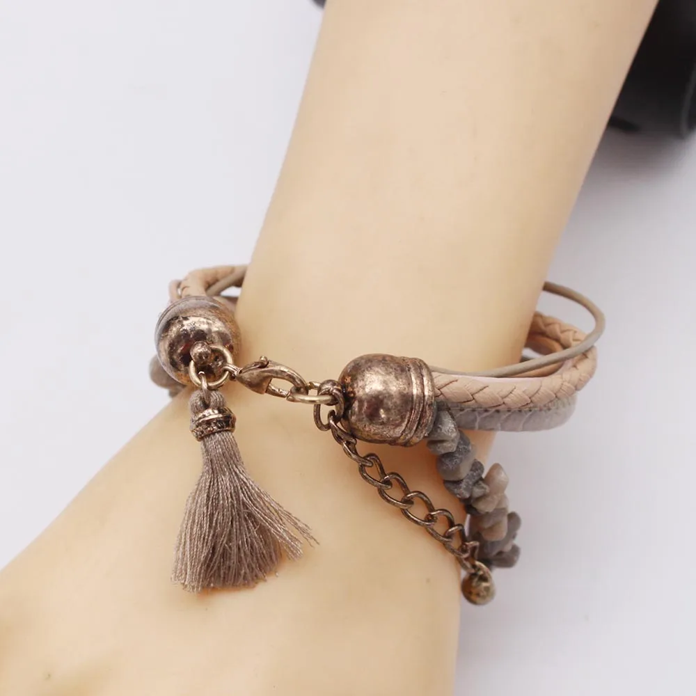 Fashion Multilayer Punk Leather Bracelets for Women Concise Trendy Accessories Multicolor Wrap Bracelet Female Jewelry Gift