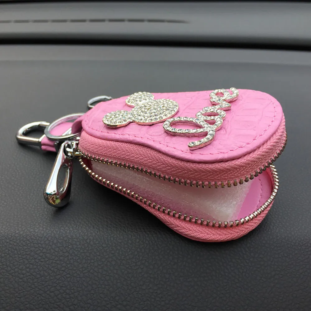 Women\'S Rhinestone Love Letter Keycase Fashionable Car Keycase Multi-Color Teddy Bear Decal Keychain