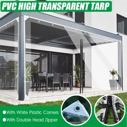 지퍼가 달린 맞춤형 PVC 투명 방수포, 투명 캔버스, 부드러운 유리 문짝 커튼, 방수 천 울타리, 방수 스크린