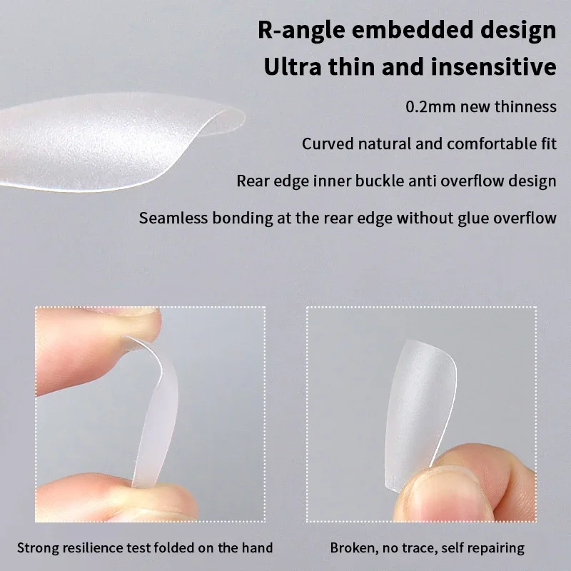 100pcs/box Matte Fake Nails NO Polishing Press On False Nails Medium Short Design High Matt Soft Gel Nail Tips For Extension