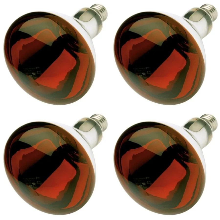 6 Pack S4998 250 Watt Red Infrared Weather Proof Heat Lamp Bulb with Medium Base