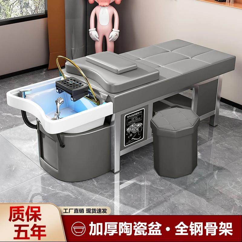 

Ceramic basin head treatment shampoo bed barber shop hair and beauty salon special stainless steel Thai massage water circulatio