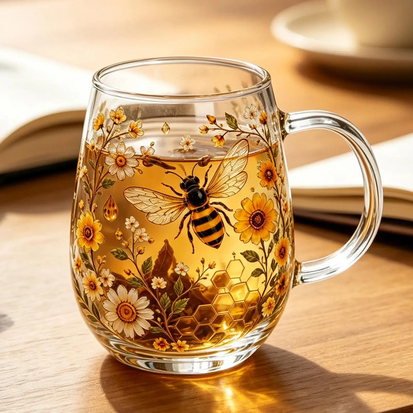 Flower Coffee Mug Decorative Vintage Hummingbird Wildflower Drinkware Botanical Boho Drinking Glasses For Iced Coffee Cocktail