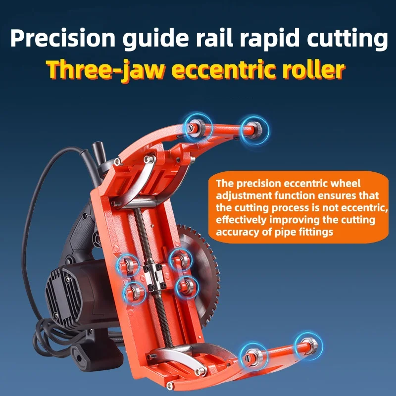 Portable Electric Pipe Cutting Machine Round Tube Cutter Stainless Steel Copper Galvanized Pipe Saw with Roller Support Base