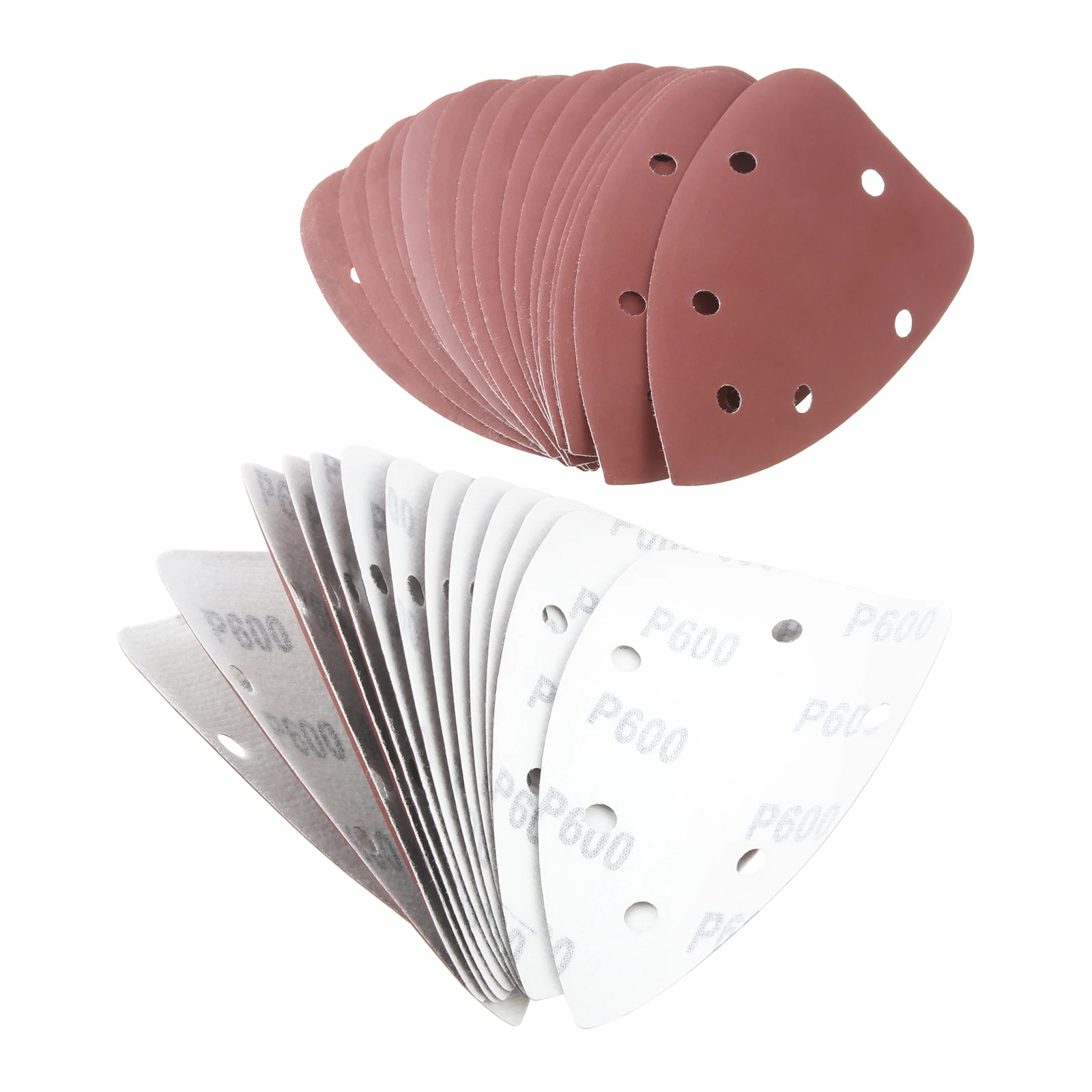 30pcs Grit 240/600 Abrasive Sanding Disc for Most 6-hole Mouse Detail Sanders 140x95mm Triangular Sandpaper Hook & Loop Backing