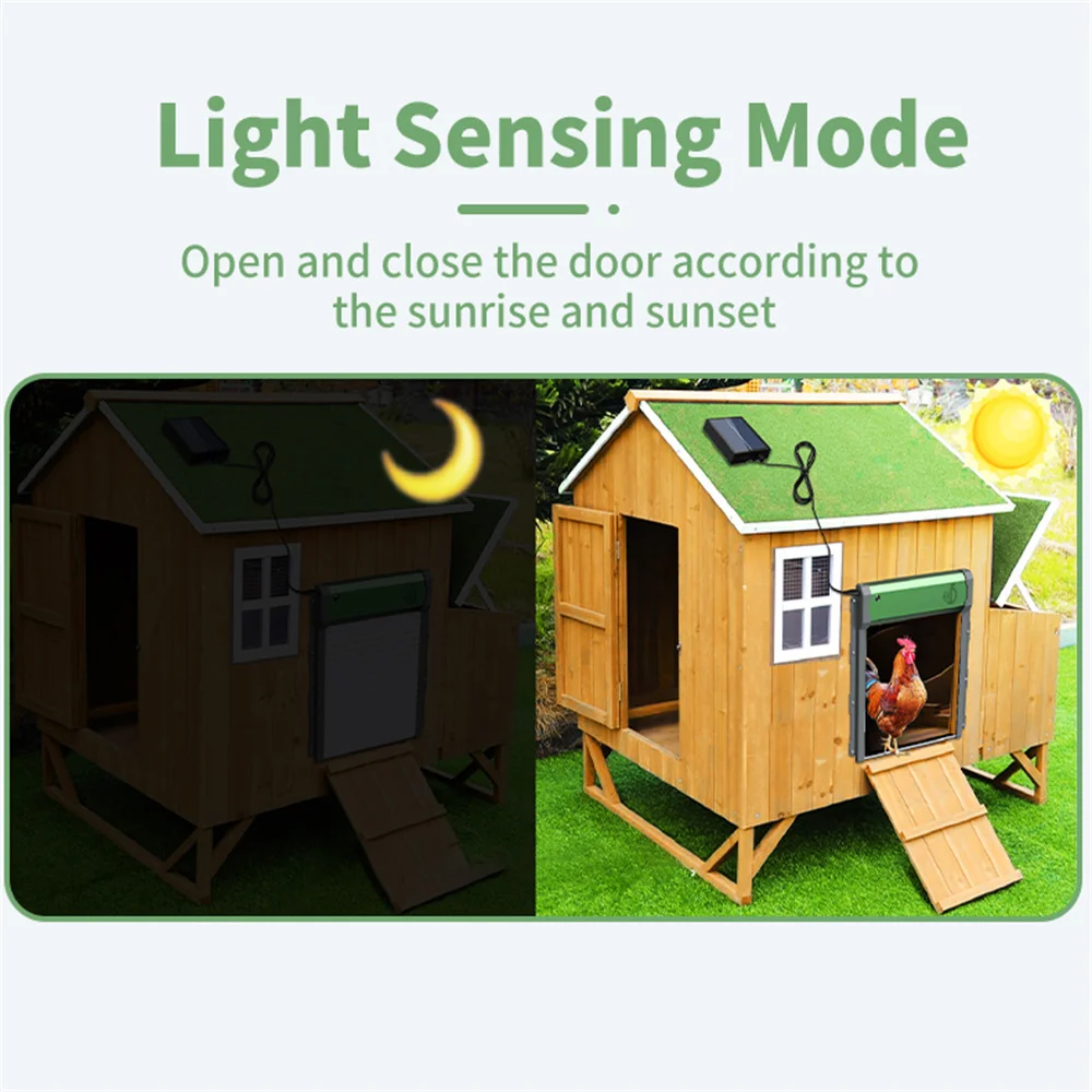 Solar Powered Chicken Door Photoelectric Timing Remote Control Intelligent Pets Cages Automatic Roll Gate For Chicken Coop Door