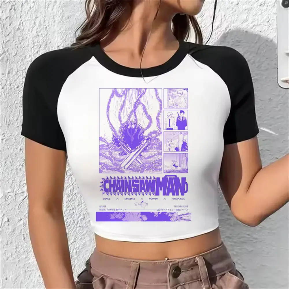 Chainsaw Man crop top vintage  Fairy 2000s Grunge shoujo girl style coquette 2025 babydoll teens tees