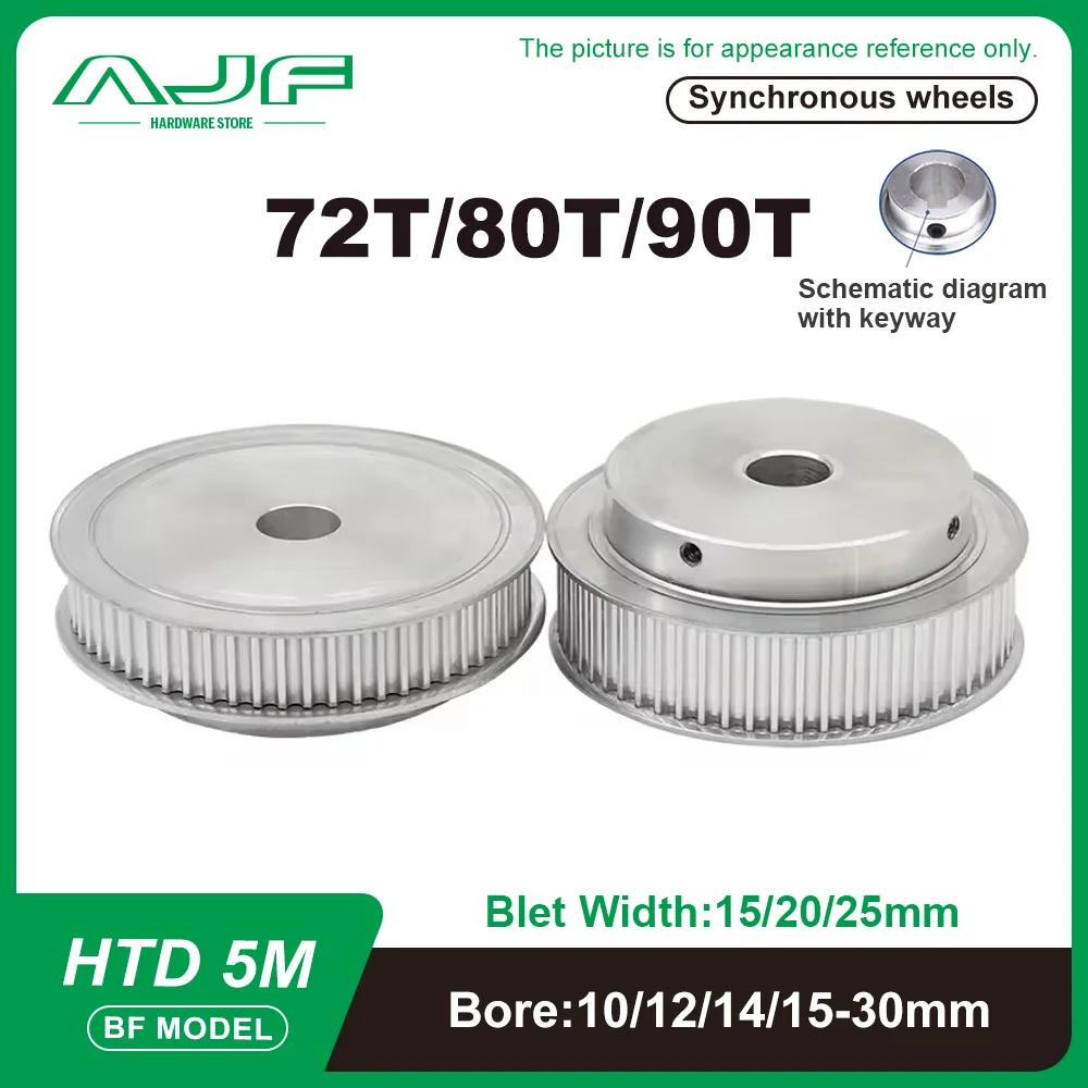 

72Teeth 80Teeth 90Teeth HTD 5M Timing Pulley Bore 5-30mm BF Type HTD 5M-72T 80T 90T Synchronous Pulley Belt Width15/20/25mm