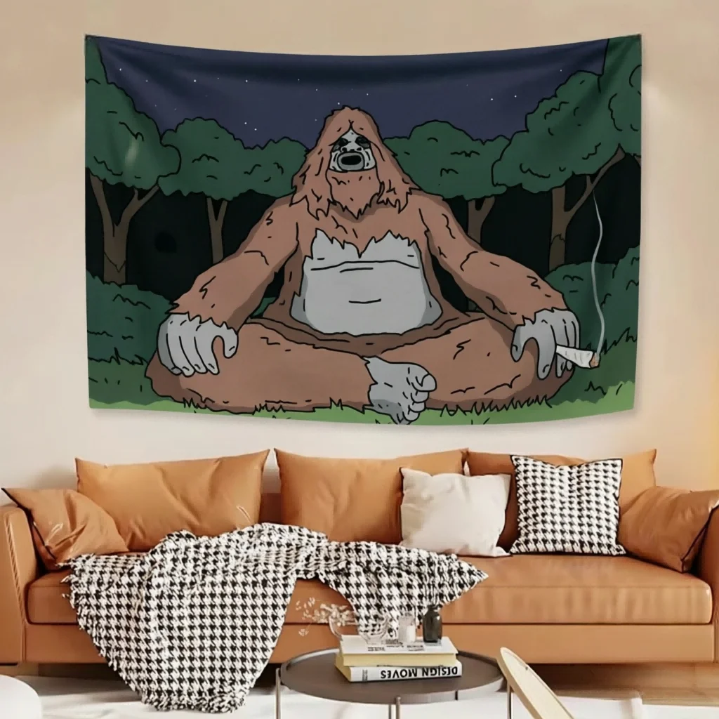 T-The B-Big L-Lez Show Meme Tapestry, Sassy The Sasquatch Banner Wall Hanging, Aesthetic Cloth Backdrop for Dorm Party Decor