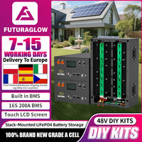 48V LiFePO4 Battery Case DIY Kit Box Support 280Ah to 360Ah 2A Active Balancing With BMS 400A Fuse Stack-Mounted Easy to Install
