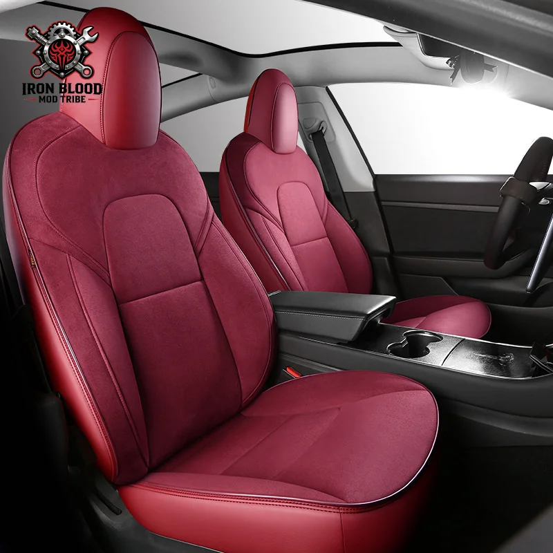 

Suitable for Tesla Model 3/Y/S/X Suede Car Full Surround Genuine Leather Seat Covers Four Seasons Cushions