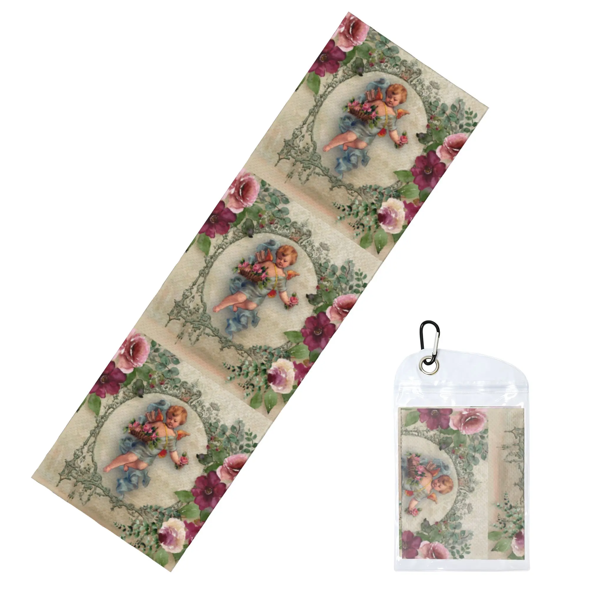 Victorian Angel Print with Vintage Rose Bouquets Shabby Chic Towel Quick Drying  Super Soft For Training Towels