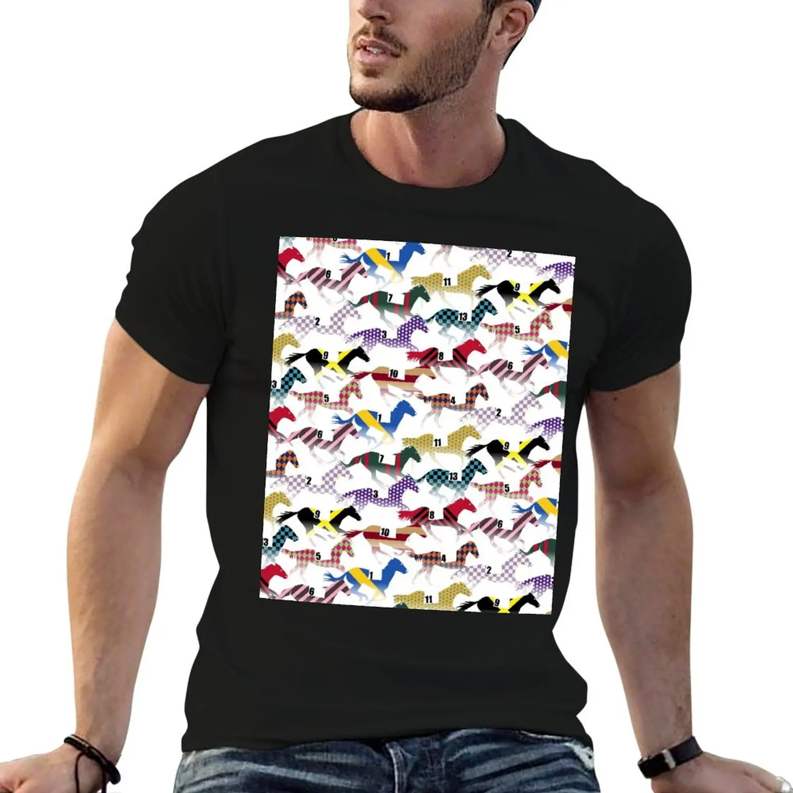 

t Horse the man men Silks g shirts Jockey Pattern to man for for t Races shirts Off cotton T-Shirt