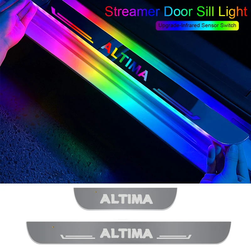 Wiring-Free for Nissan Altima Door Sill Pathway Illusory Color Light Sill Trim Styling Rechargeable Illuminated Embellish Strip