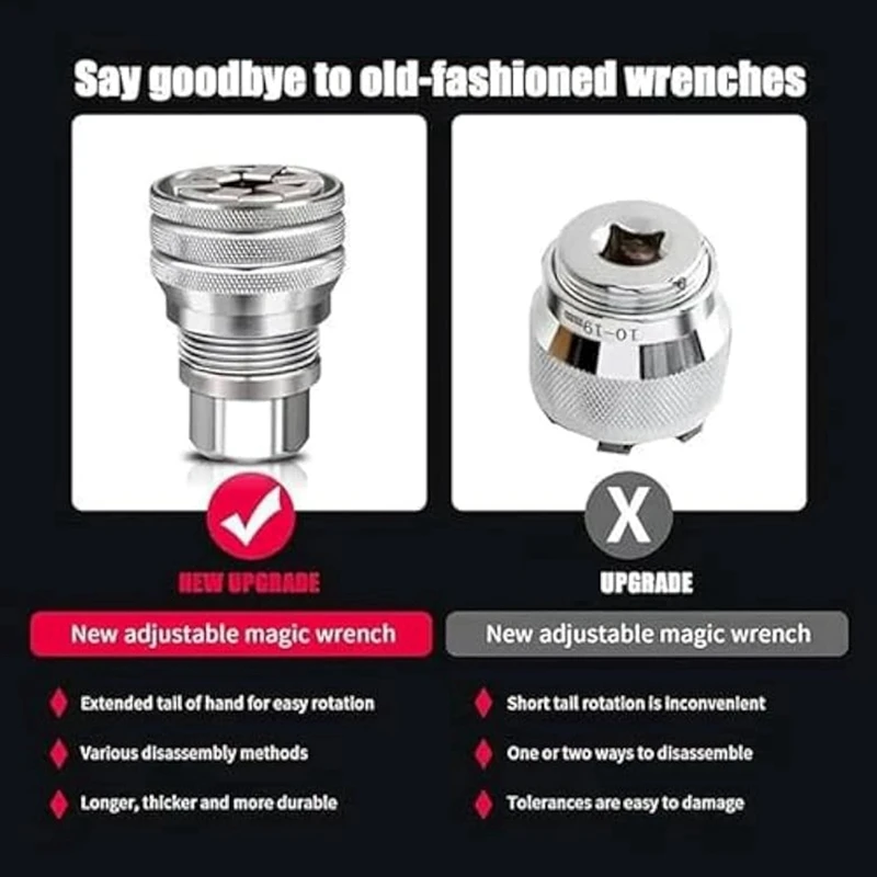 ABPP-多機能ユニバーサルソケットレンチツール、調整可能なユニバーサルソケットツールセット、多機能ソケット調整10-19mm