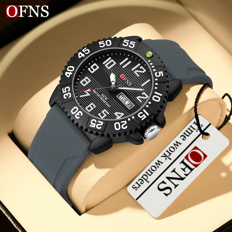 

OFNS 1303 Luxury Men's Quartz Watches Rotatable bezel Military Sports Waterproof Watch Date Week Quartz Men's Wristwatch Relogio