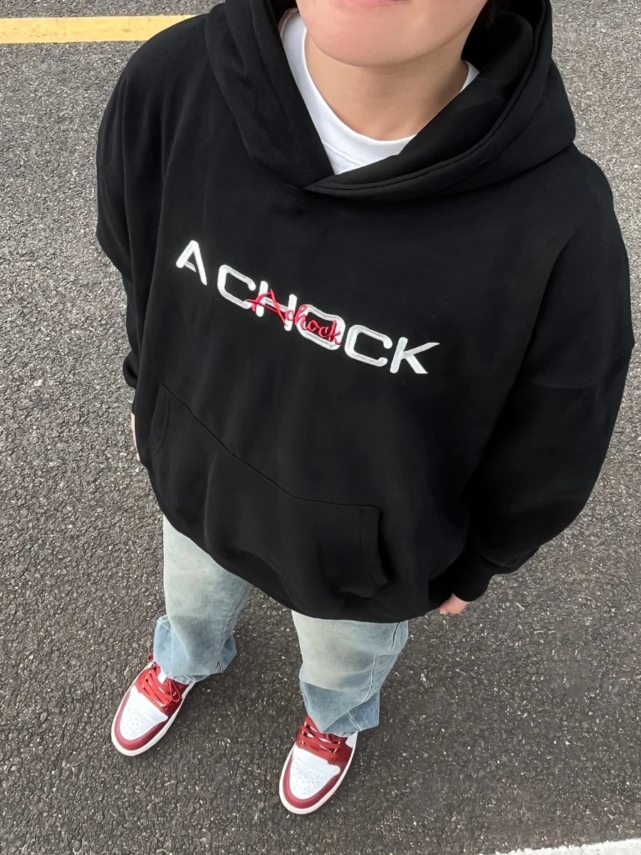 

American High Street Embroidered Heavyweight Vine Floral Loose Versatile Trendy Men's Hooded Autumn Winter Sweatirt Jaet