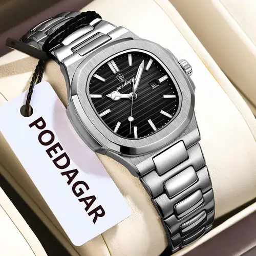 Imagen 2 del producto POEDAGAR, relojes elegantes de cuarzo para mujer, Reloj de pulsera resistente al agua con fecha luminosa para mujer, Reloj de moda de acero inoxidable para mujer