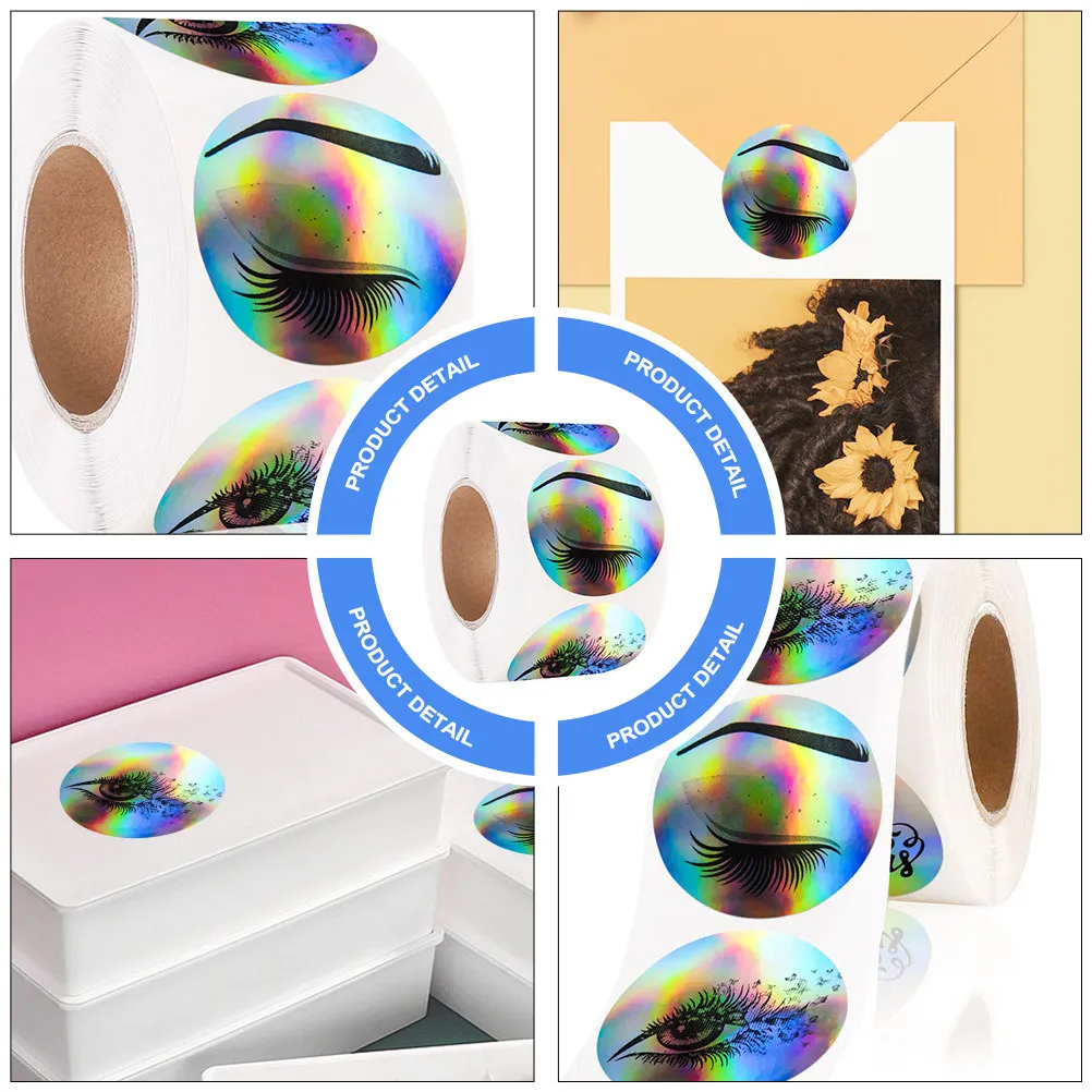 

Roll Adhesive Label Sticker Silver Plated Eyelash Pattern Decorative Sealing Sticker Self-Adhesive Gift Wrap Candy Bags Party