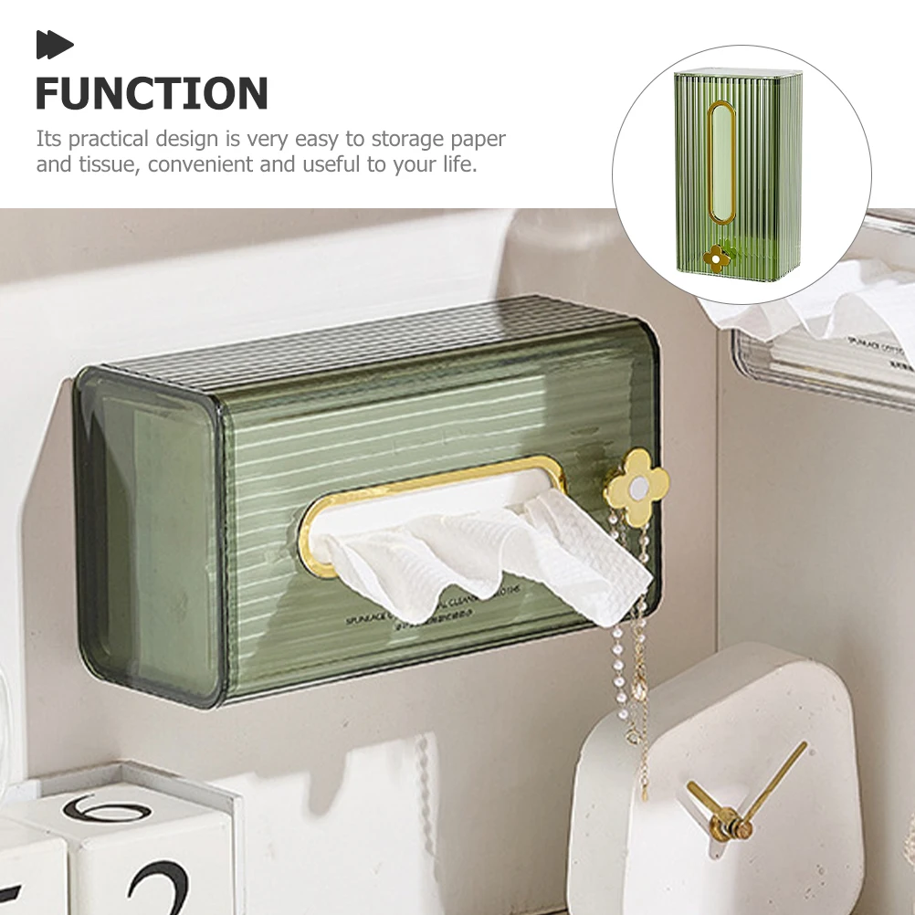 

Convenient WallMounted TissueBox Green Transparent PaperTowel Dispenser For Bathroom Kitchen Simple Structure DeformResistant