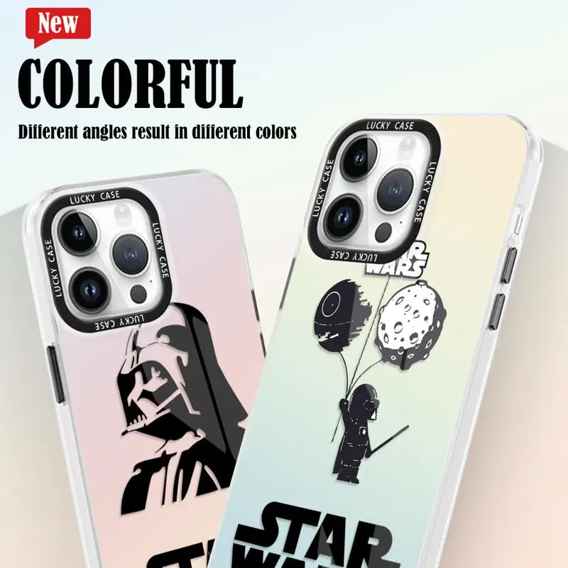 StarWars Hero Phone Case For Apple iPhone 15 11 13 14 Pro Max 12 14 Plus 14Pro Matte Gradient Color Laser Coque