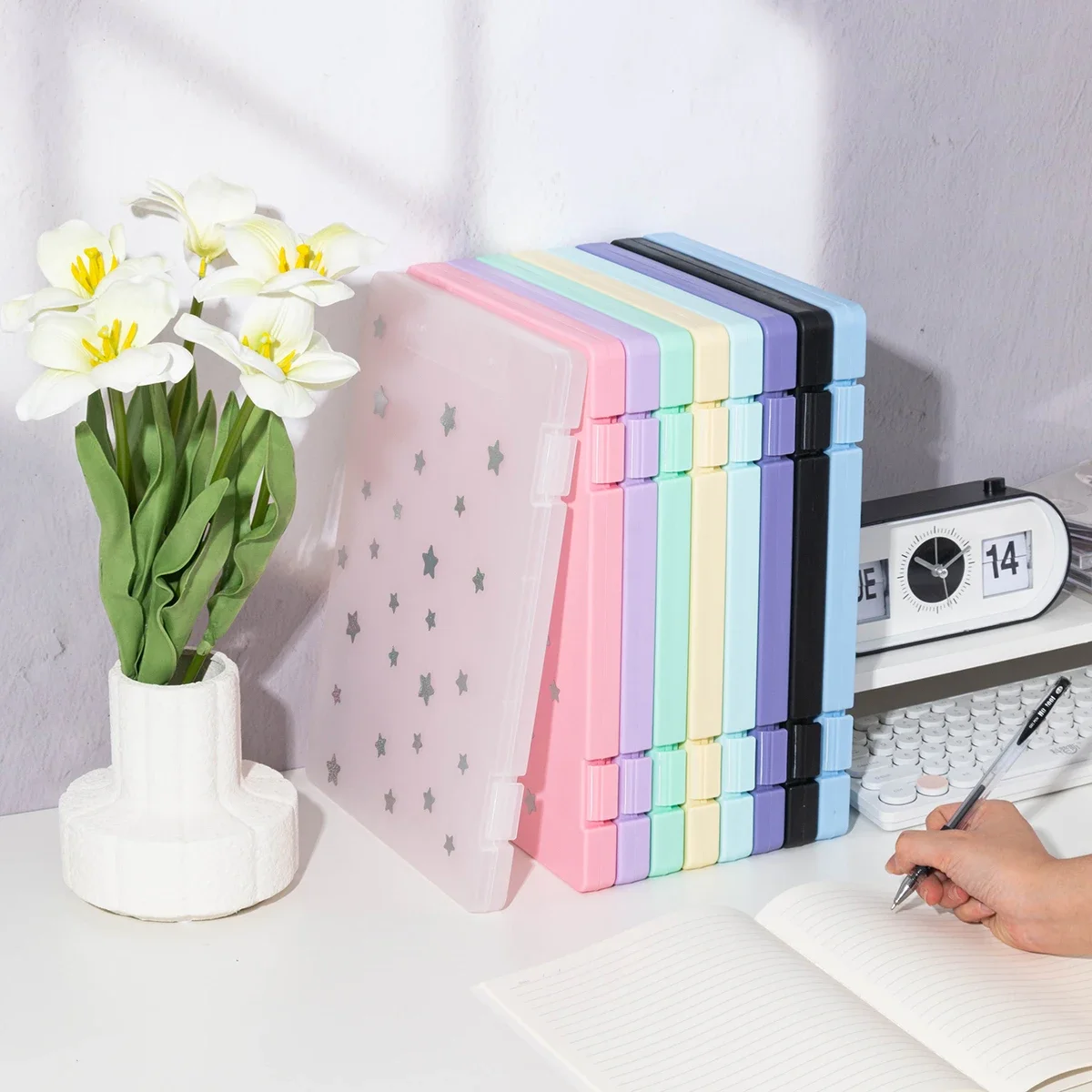 Multi functional A4 folder clamp storage box, writing pad, large capacity writing storage integrated document board clamp folder