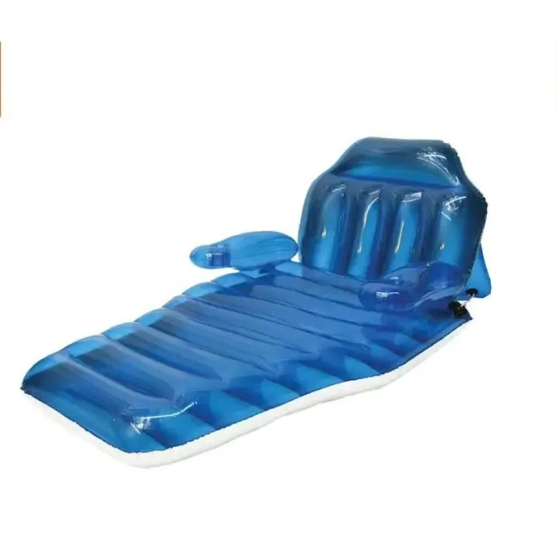 Inflatable Adjustable Chaise Floating Swimming Pool Float  Chair With Cup Holder