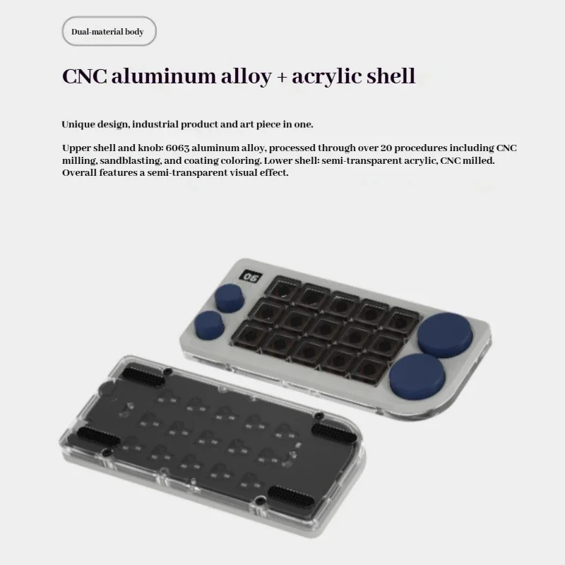 Doio Aluminum Alloy Mechanical Keyboard 4 Knobs Ps/Pr Custom Customization Programmable Mechanical Keyboard Workbench Kb15-01
