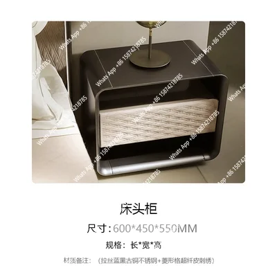 Italian light luxury bedside table modern simple stainless steel cabinet creative bedroom bedside storage cabinet