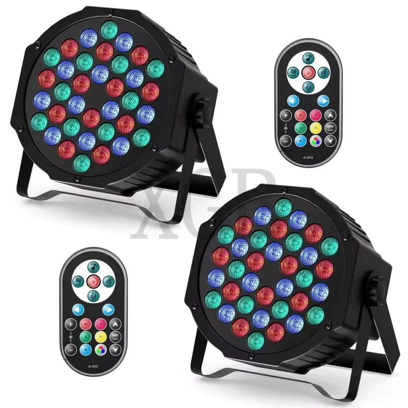 2 PCS 36 LED Party Light Par Light RGB DMX Stage Effect Lighting Stage Flat Par Lighting DJ Lights Disco Lights Bar Wedding Show