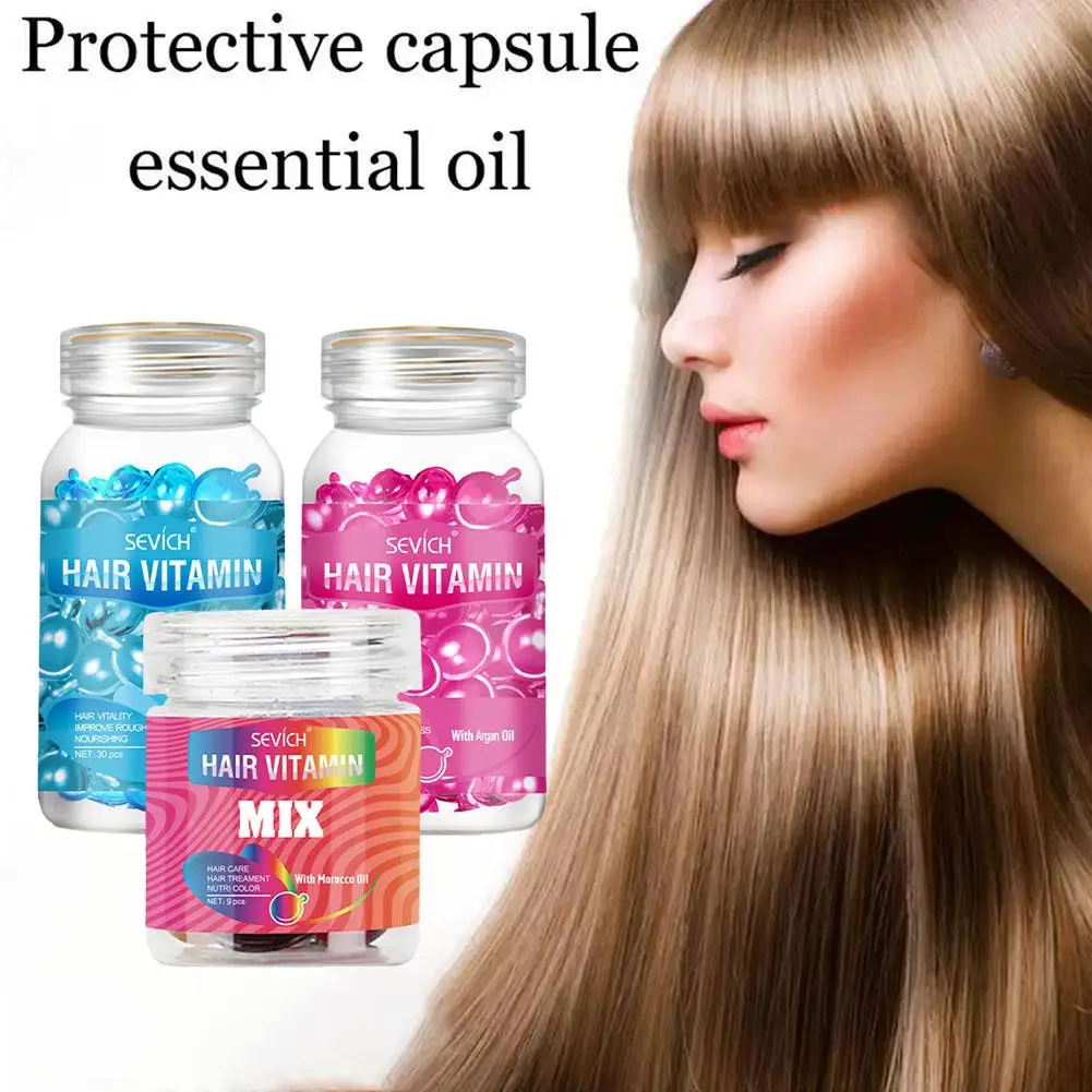 9/30pcs Sevich Smooth Silky Hair Vitamin Capsule Keratin Hair Anti-Loss Serum Hair Oil Hair Repair Damaged Oil Complex Care P9K1