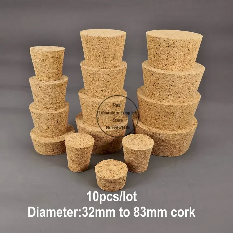 10pcs 32mm to 83mm Wood Cork Lab Test Tube Plug Essential Oil Pudding Small Glass Bottle Stopper Lid