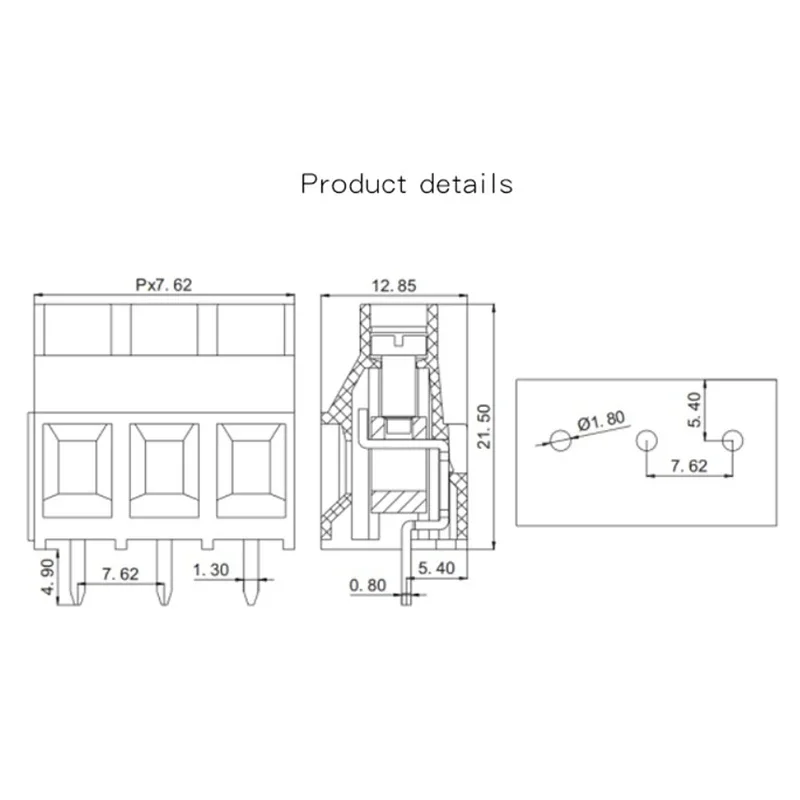 كتلة طرفية لموصل PCB لولبي ، سدادة مستقيمة ، KF7620 ، 2P ، 3P ، من من من من من ، 10