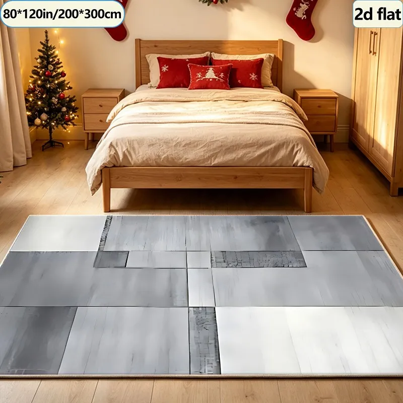 Gray Patchwork Abstract Carpet, Industrial Minimalist Style Carpet, Suitable for Living Room, Bedroom, and Home Floor Decoration