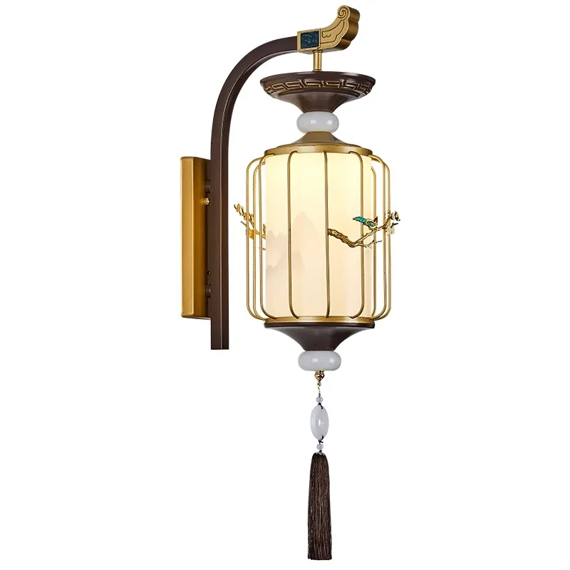 

New Chinese aisle wall lamp Chinese style plum blossom bird living room corridor art lighting