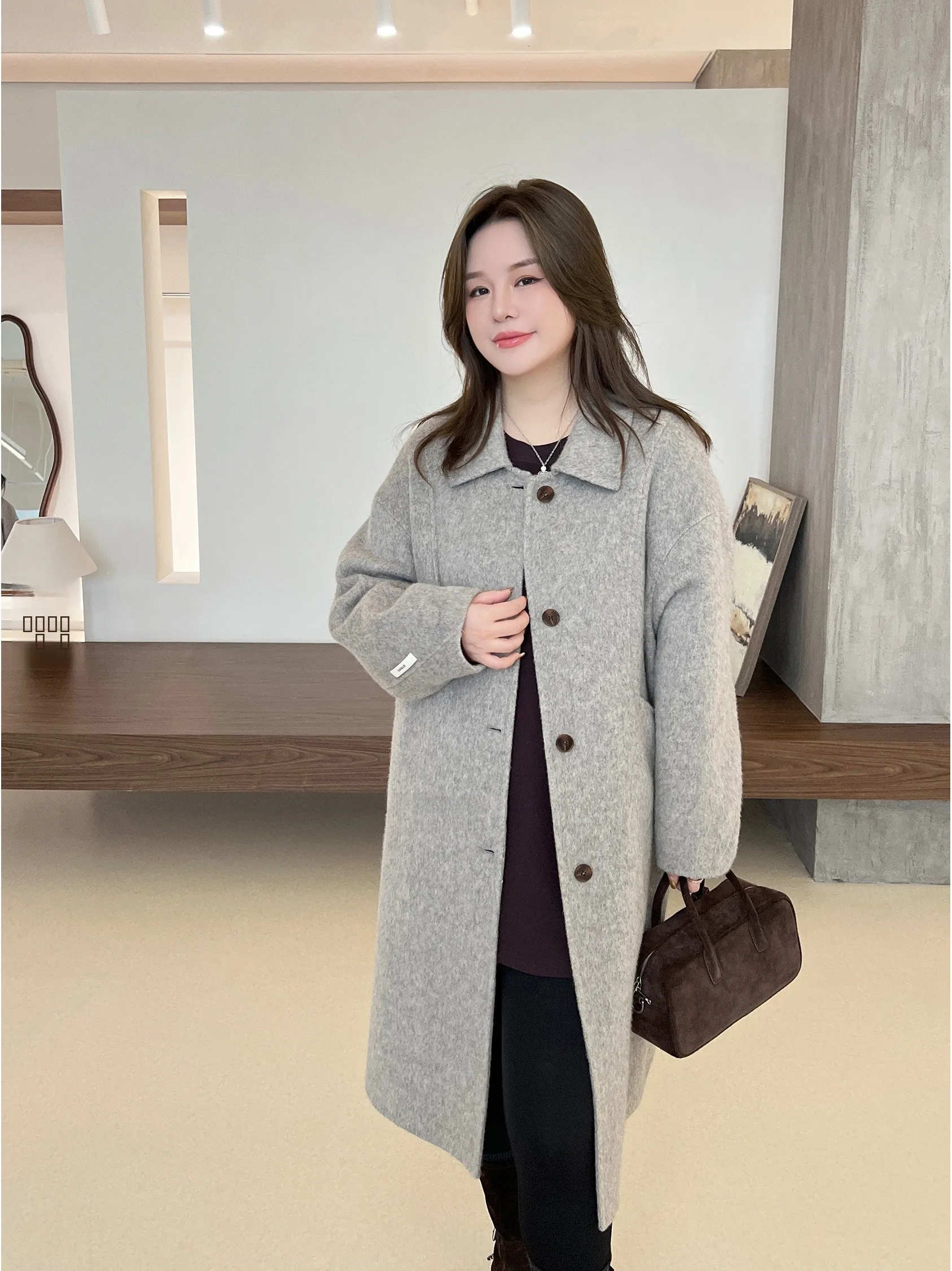 

Шерстяное пальто JoJo Private Label средней длины, утепленное, зимнее, для полных женщин, MK3560, для повседневной носки