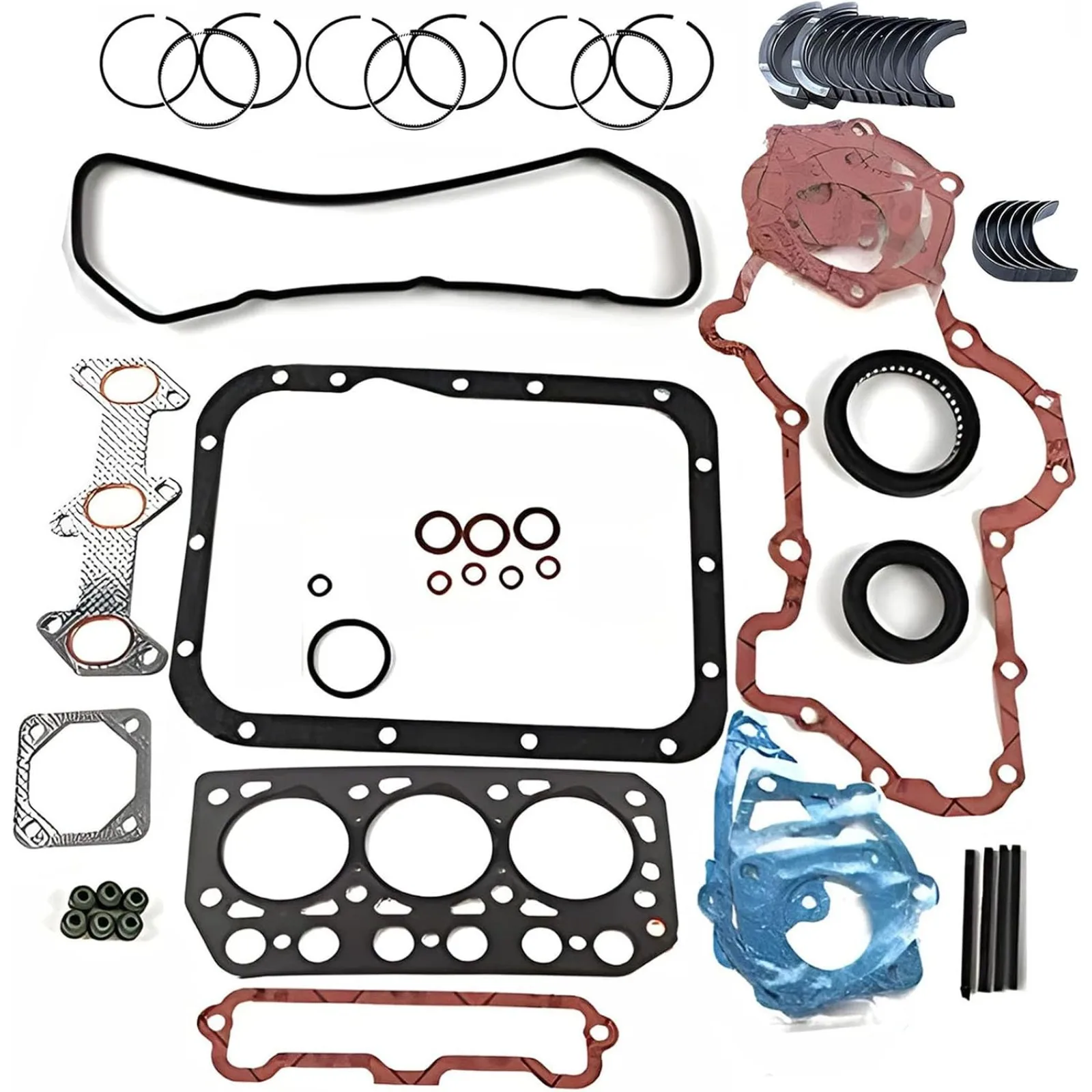 Kit de reacondicionamiento K3E con anillos de pistón para motor Mitsubishi K3E, compatible con CASE 234 235, anillos de pistón y cojinetes de biela y de cigüeñal completos