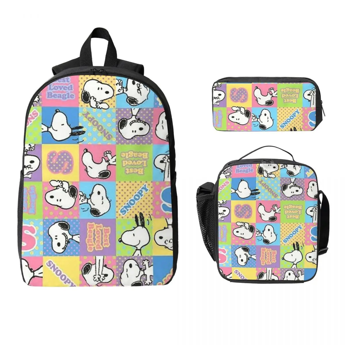

Snoopy Peanuts Backpack Student Boys Girls BookBag School Bag Laptop Shoulder Bags 3ps Insulated Lunch Bag Pencil Case