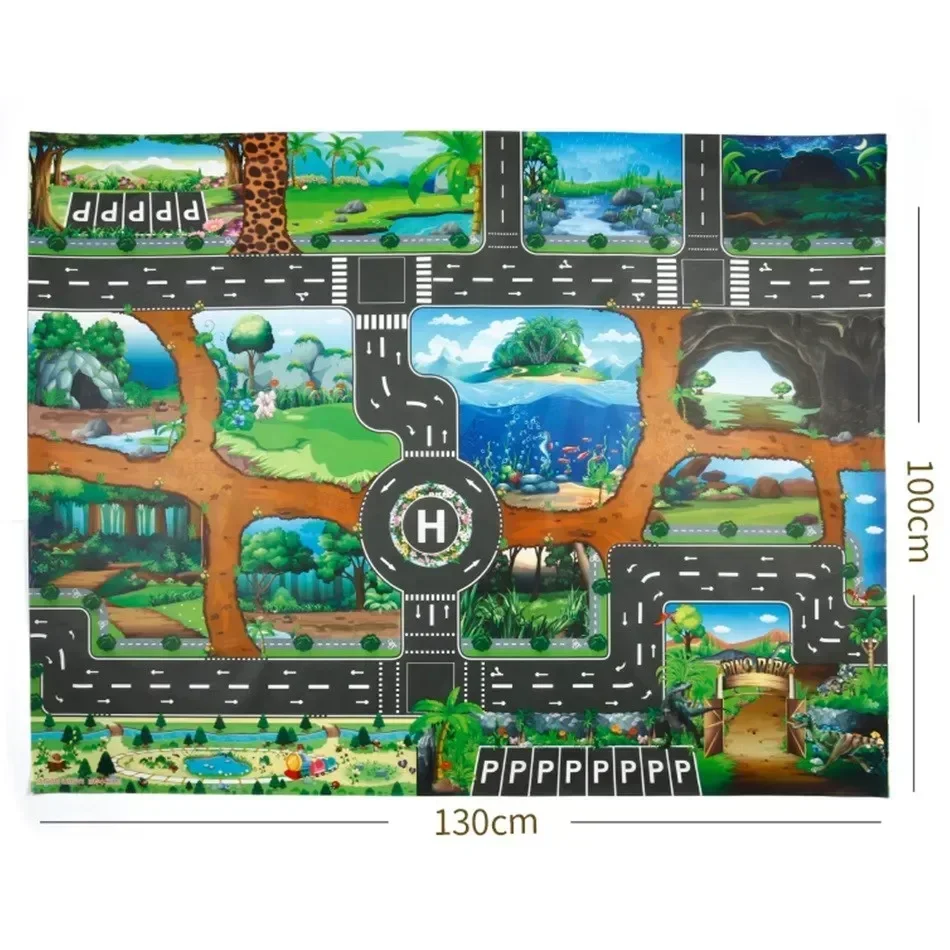 Kids Farm Road Playmat Map Surface Waterproof Animal Road Toy Toddler Dinosaur Educational Crawling Rugs Children Playmat