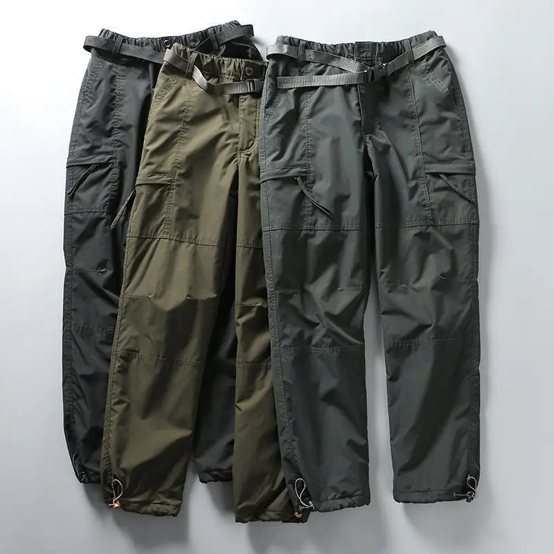 S-6XL Tooling Pants Thick Waterproof Fleece Cargo Pants Men Women Winter Outdoor Multi-pockets Loose Straight Overall Trousers